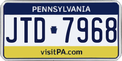 PA license plate JTD7968