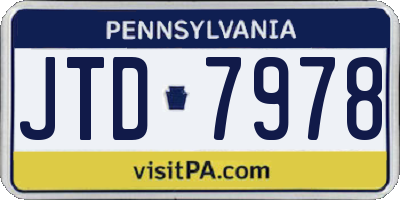 PA license plate JTD7978