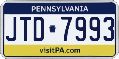 PA license plate JTD7993
