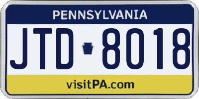 PA license plate JTD8018