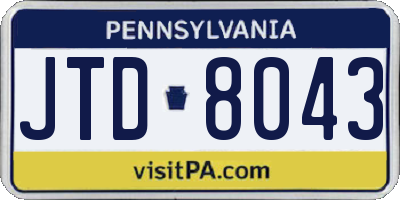 PA license plate JTD8043