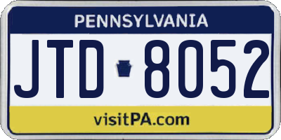 PA license plate JTD8052
