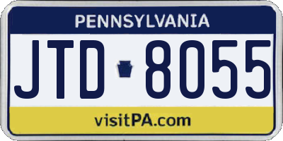 PA license plate JTD8055