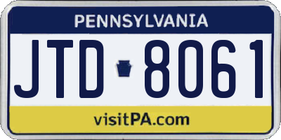 PA license plate JTD8061
