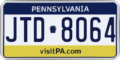 PA license plate JTD8064