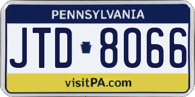 PA license plate JTD8066
