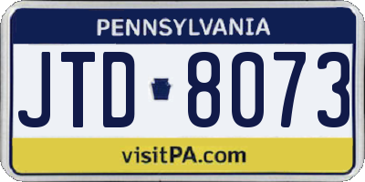PA license plate JTD8073