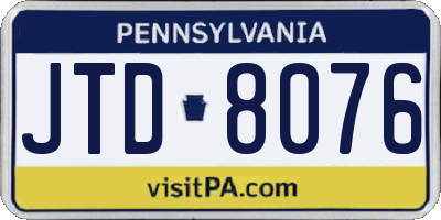 PA license plate JTD8076