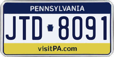 PA license plate JTD8091