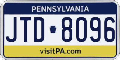 PA license plate JTD8096