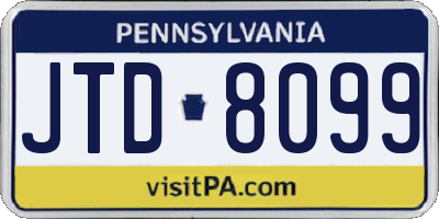 PA license plate JTD8099