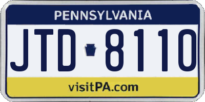 PA license plate JTD8110