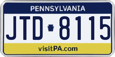 PA license plate JTD8115