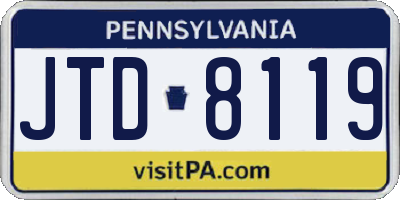 PA license plate JTD8119