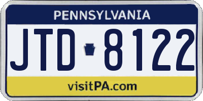 PA license plate JTD8122