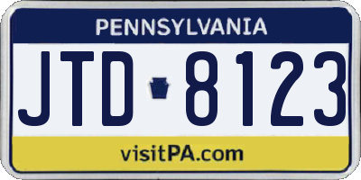 PA license plate JTD8123