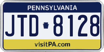 PA license plate JTD8128