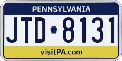 PA license plate JTD8131