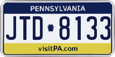 PA license plate JTD8133