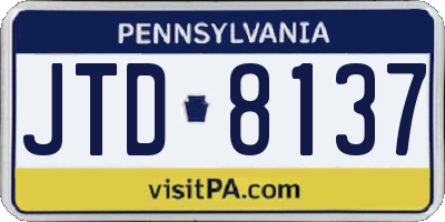 PA license plate JTD8137