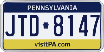 PA license plate JTD8147
