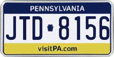 PA license plate JTD8156