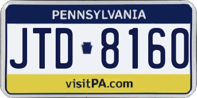 PA license plate JTD8160