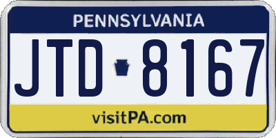 PA license plate JTD8167