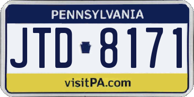 PA license plate JTD8171