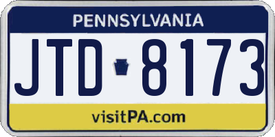 PA license plate JTD8173