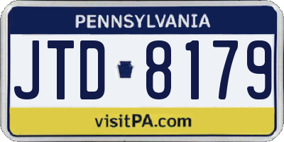 PA license plate JTD8179