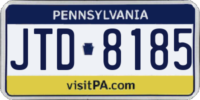 PA license plate JTD8185