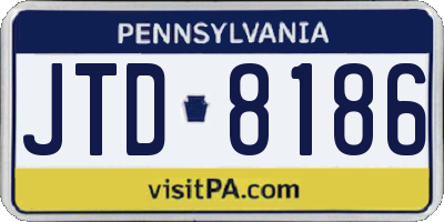 PA license plate JTD8186