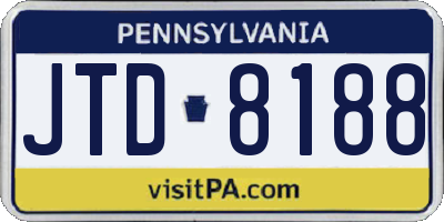 PA license plate JTD8188