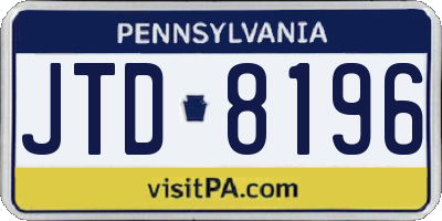 PA license plate JTD8196
