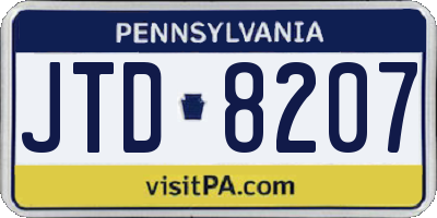 PA license plate JTD8207