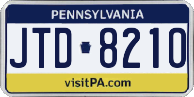 PA license plate JTD8210
