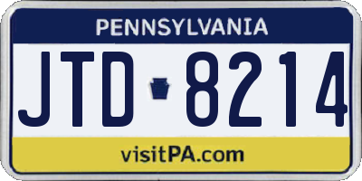 PA license plate JTD8214
