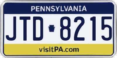 PA license plate JTD8215