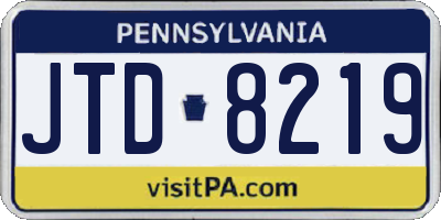 PA license plate JTD8219