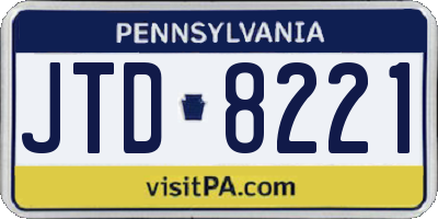 PA license plate JTD8221