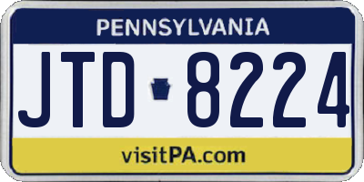 PA license plate JTD8224
