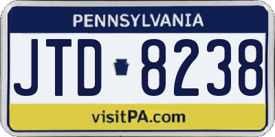 PA license plate JTD8238