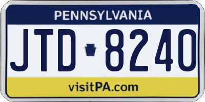 PA license plate JTD8240