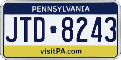 PA license plate JTD8243