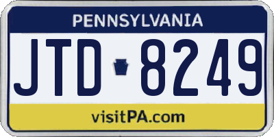 PA license plate JTD8249