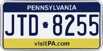 PA license plate JTD8255