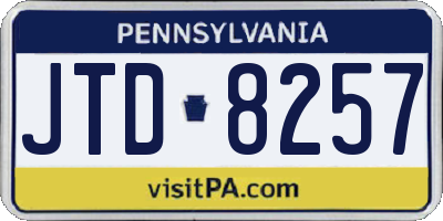 PA license plate JTD8257