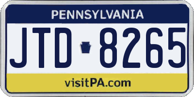 PA license plate JTD8265