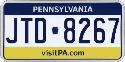 PA license plate JTD8267
